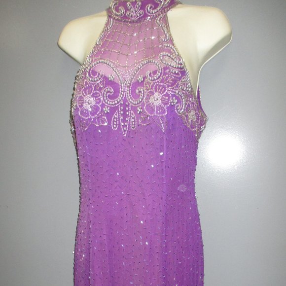 Bella Diosa Collection Ballroom Dress Size 6 Purple/Silver Sequence Lined Dress - Picture 12 of 13